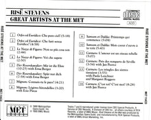 RISE STEVENS - Great Artists At The Met - MET 114CD