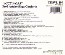 FRED ASTAIRE sings GERSHWIN  "Nice Work" CDSVL 199