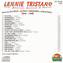 LENNIE TRISTANO Trio, Quartet, Quintet & Sextet - 1946-1949 - CD 53149