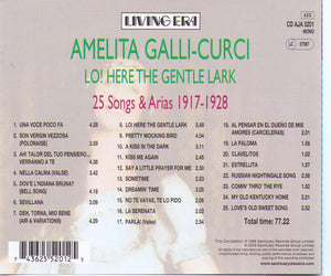 AMELITA GALLI-CURCI "Lo! Here The Gentle Lark" CD AJA 5201