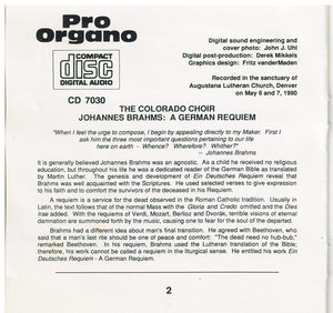 THE COLORADO CHOIR - Pro Organo CD 7030