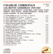 CHARLIE CHRISTIAN with Benny Goodman 1939-1941 - CD 56059