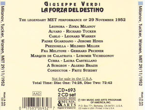 VERDI 'La Forza del Destino' CD-693 (2-CD Set)