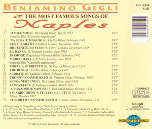 BENIAMINO GIGLI - sings The Most Famous Songs of Naples - CD 12549