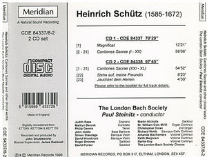 HEINRICH SCHUTZ - Cantiones Sacrae - CDE 84337/84338 2-cd set