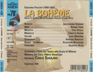 LA BOHEME - La Scala/SABAJNO - 2CD 78029