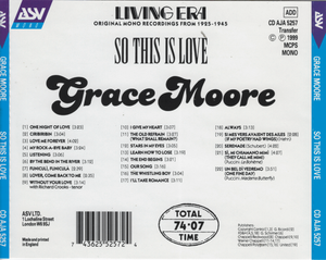 GRACE MOORE 'One Night Of Love" CDAJA 5257