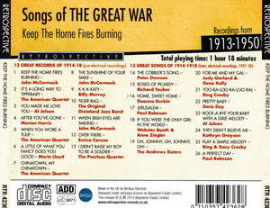 SONGS OF THE GREAT WAR 'Keep The Home Fires Burning' - RTR  4236