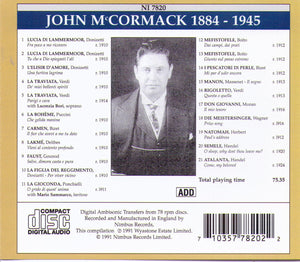 JOHN McCORMACK IN OPERA - NI 7820
