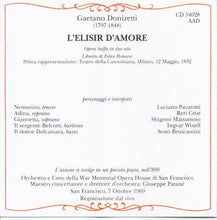 LUCIANO PAVAROTTI "L'Elisir d'Amore" CD 54028