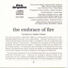 "THE EMBRACE OF FIRE" CD 7022