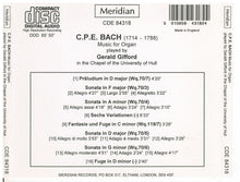 C.P.E. BACH - Music for Organ - CDE 84318