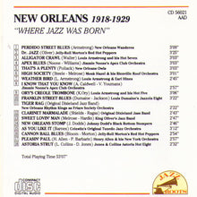 NEW ORLEANS 1918-1929 "Where Jazz Was Born" - CD 56021