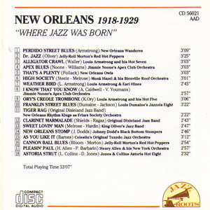 NEW ORLEANS 1918-1929 "Where Jazz Was Born" - CD 56021