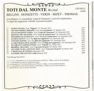 TOTI DAL MONTE 'RECITAL - CD 54512'